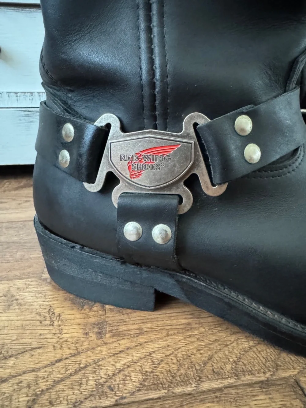 Red Wing 969 Harness Motorcycle Boots Black Leather USA Men's Size 14